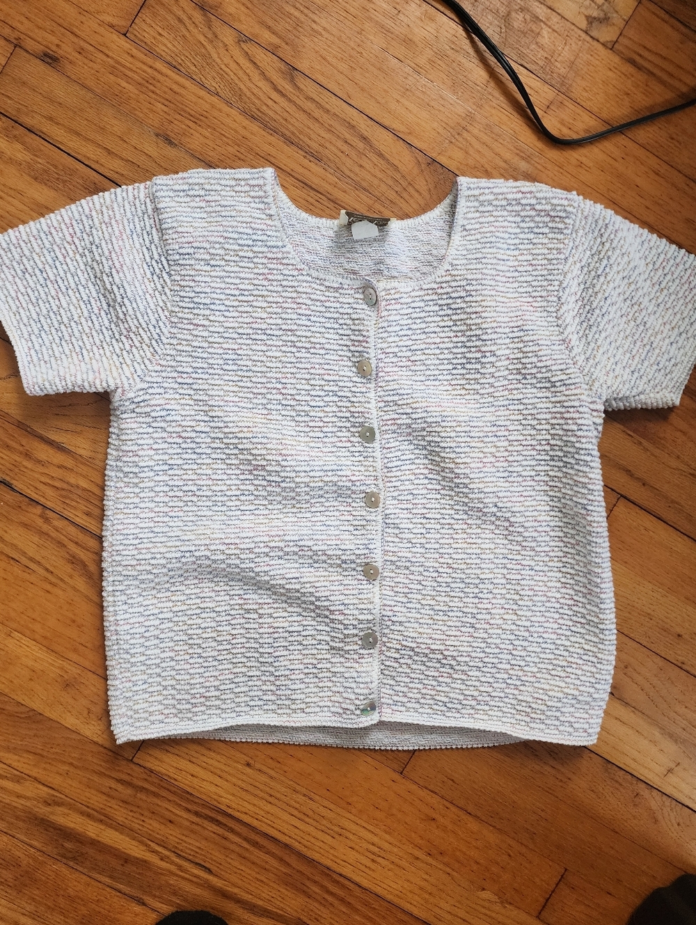 Vintage Reba Rose Sweater Top - Pastel Multi Cotton - S